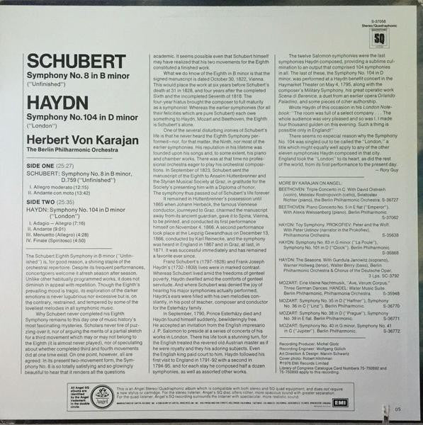 Franz Schubert / Joseph Haydn - Herbert von Karajan, Berliner Philharmoniker : Unfinished / London (LP, Quad)