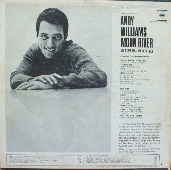 Andy Williams : Moon River And Other Great Movie Themes (LP, Mono)