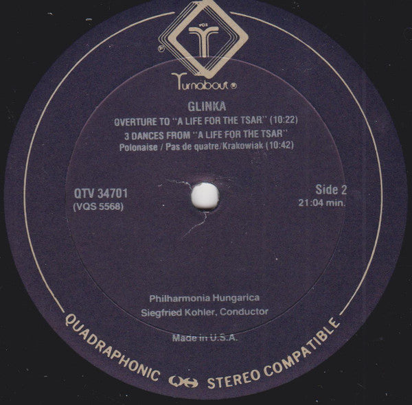 Siegfried Köhler (2), Philharmonia Hungarica : Borodin Overture & Polovtsian Dances from "Prince Igor"  Glinka Overture & 3 Dances from "A Life for the Tsar" (LP, Album)