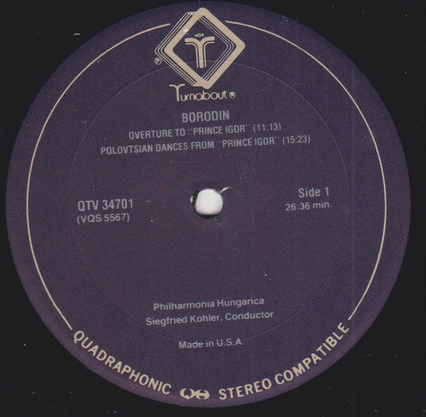 Siegfried Köhler (2), Philharmonia Hungarica : Borodin Overture & Polovtsian Dances from "Prince Igor"  Glinka Overture & 3 Dances from "A Life for the Tsar" (LP, Album)
