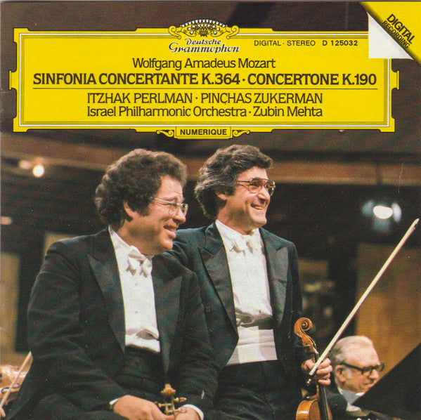 Wolfgang Amadeus Mozart / Itzhak Perlman, Pinchas Zukerman, Israel Philharmonic Orchestra, Zubin Mehta : Sinfonia Concertante K. 364 - Concertone K. 190 (CD, Album, Club, RE)