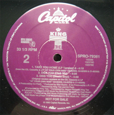 King Tee : Diss You (12", Promo)
