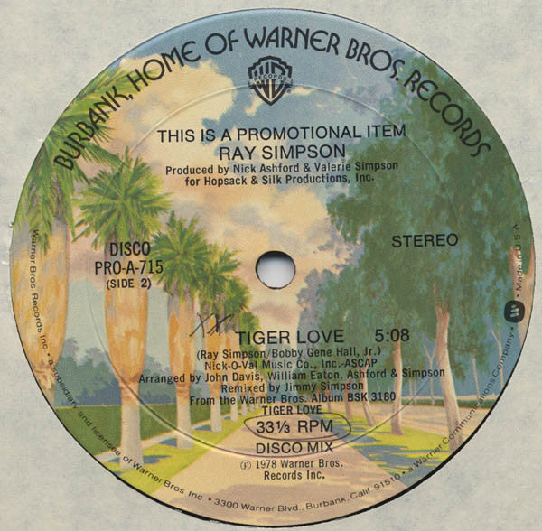 Ray Simpson : My Love Is Understandin' / Tiger Love (12", Promo)