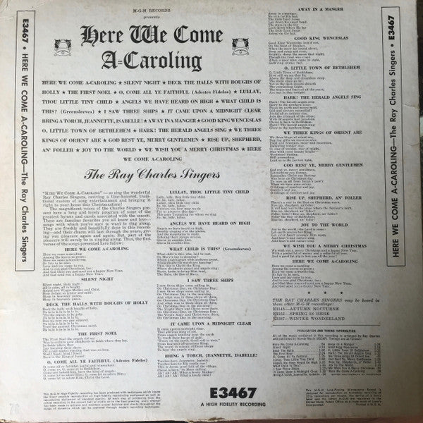 The Ray Charles Singers : Here We Come-A-Caroling (LP, Album, Mono)