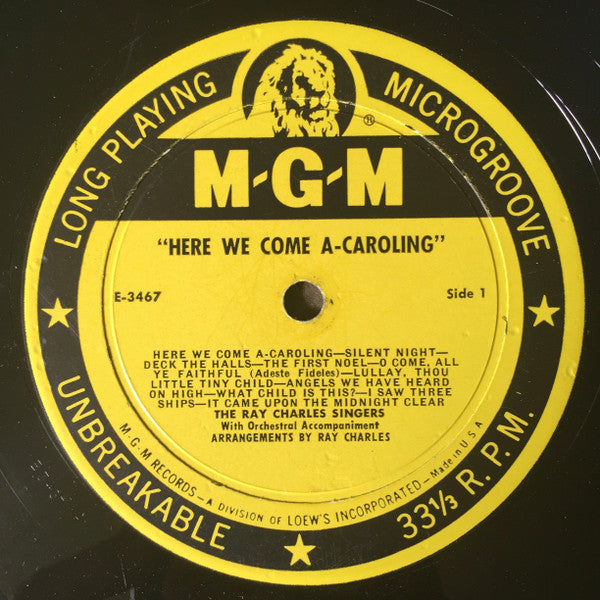 The Ray Charles Singers : Here We Come-A-Caroling (LP, Album, Mono)