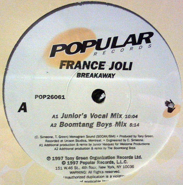 France Joli : Breakaway (12")