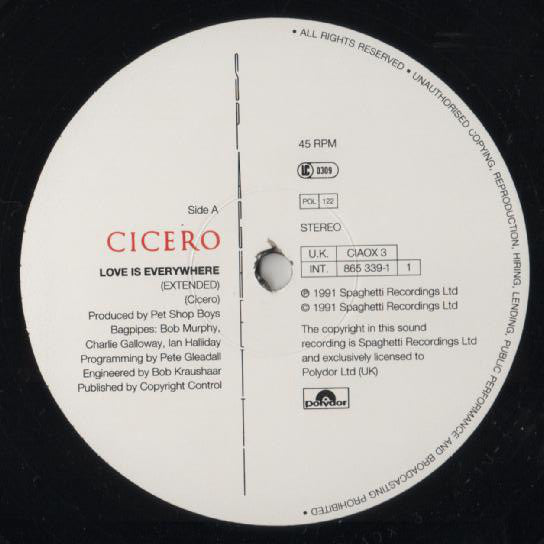 Cicero : Love Is Everywhere (12", Single)