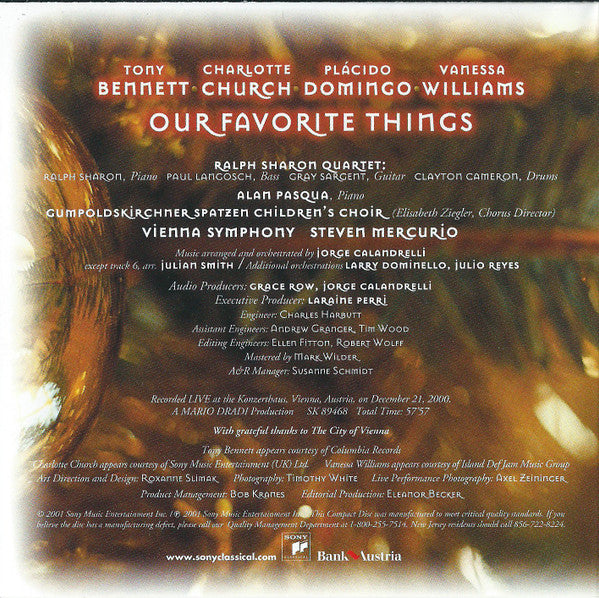 Tony Bennett • Charlotte Church • Placido Domingo • Vanessa Williams : Our Favorite Things (CD, Album)