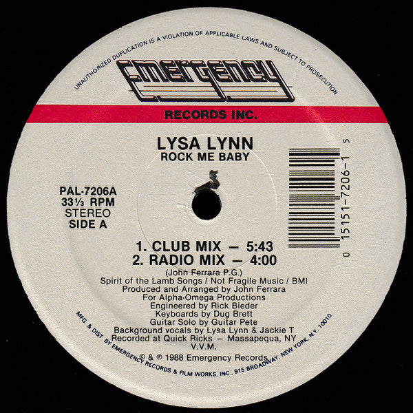 Lysa Lynn : Rock Me Baby (12")