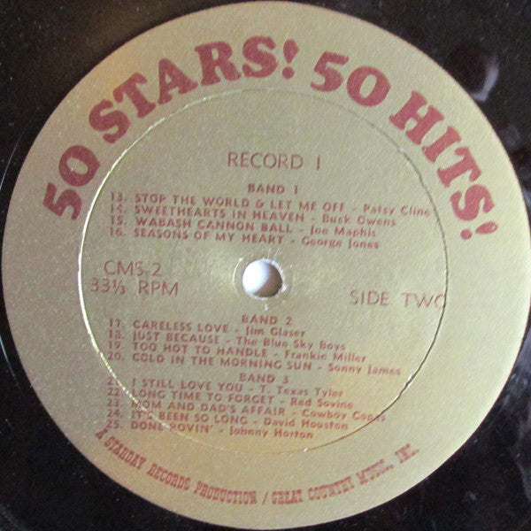 Various : 50 Stars!, 50 Hits! Of Country Music (2xLP, Comp, Mono)