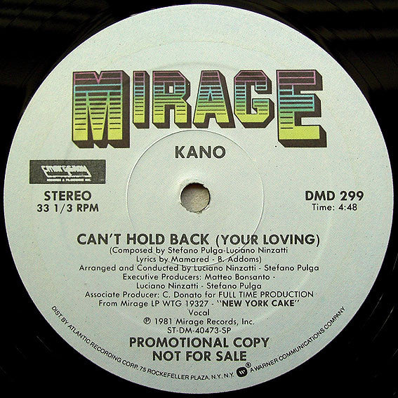 Kano : Can't Hold Back (Your Loving) (12", Promo, SP)