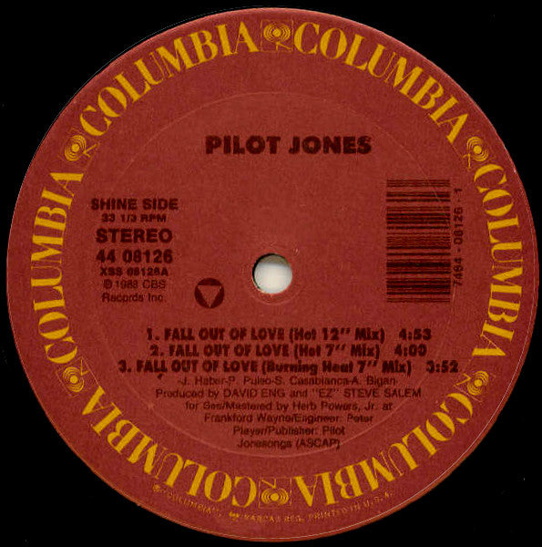 Pilot Jones : Fall Out Of Love (12")