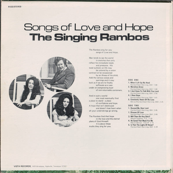 The Rambos : Songs Of Love And Hope (LP, Album)
