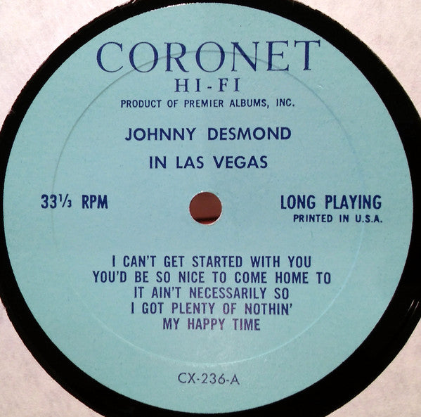 Johnny Desmond With Special Guest Robert Alda : Johnny Desmond In Las Vegas! (LP, Album, Mono)