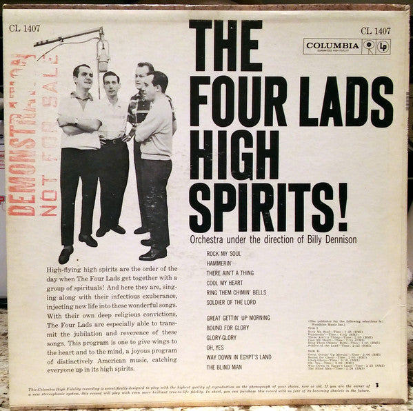 The Four Lads : High Spirits! (LP, Album, Mono)