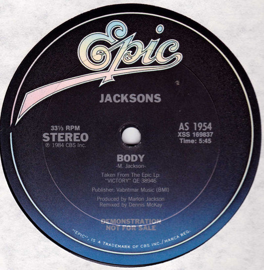 The Jacksons : Body (12", Single, Promo)