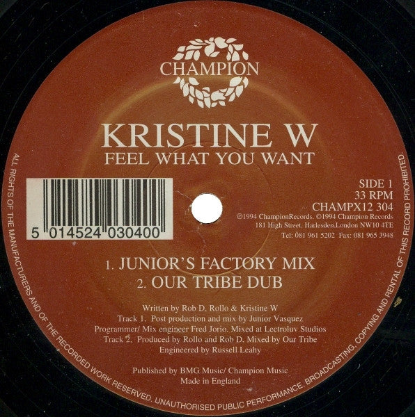 Kristine W : Feel What You Want (Remixes) (12")