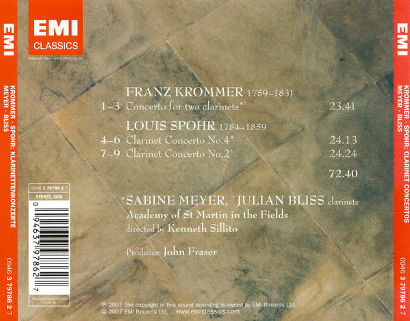 Sabine Meyer, Julian Bliss : Krommer - Double Clarinet Concerto, Spohr - Clarinet Concertos Nos. 2 & 4 (CD, Comp)