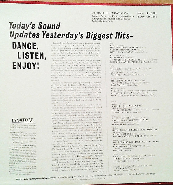 Frankie Carle And His Orchestra : 30 Hits Of The Fantastic 50's (LP, Mono)