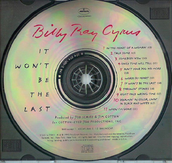 Billy Ray Cyrus : It Won't Be The Last (CD, Album)