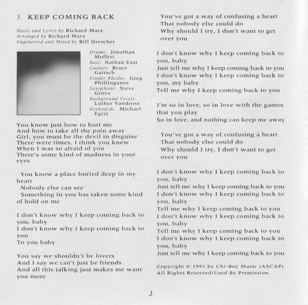 Richard Marx : Rush Street (CD, Album)