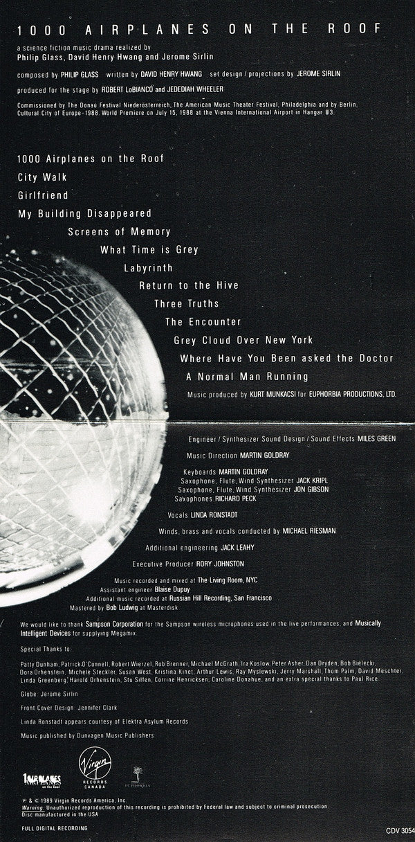 Philip Glass : 1000 Airplanes On The Roof (CD, Album)