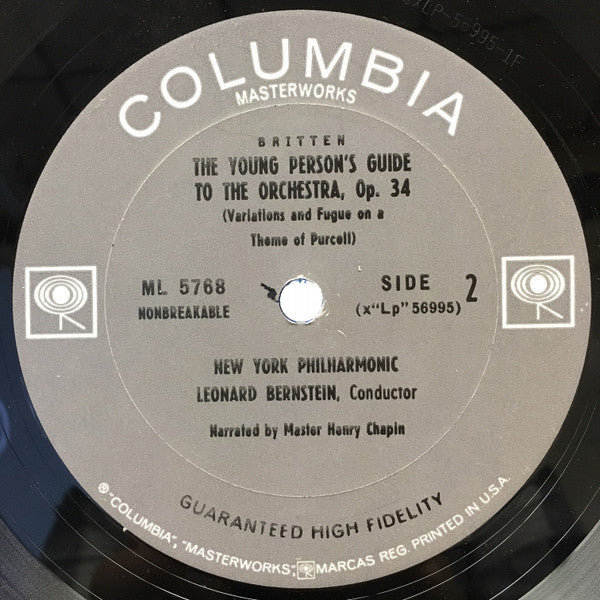 Leonard Bernstein / The New York Philharmonic Orchestra - Camille Saint-Saëns / Benjamin Britten : Carnival Of The Animals/The Young Person's Guide To The Orchestra (LP, Album, Mono, San)