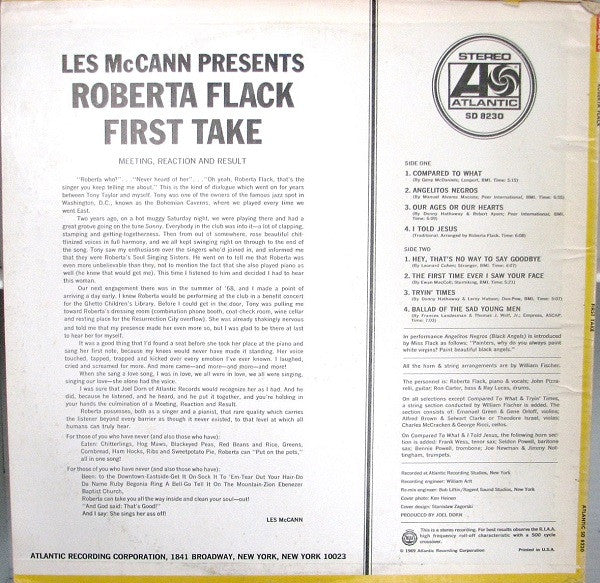Roberta Flack : First Take (LP, Album, RE, PR )