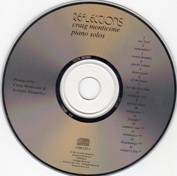 Craig Monticone : Reflections (Piano Solos) (CD, Comp)