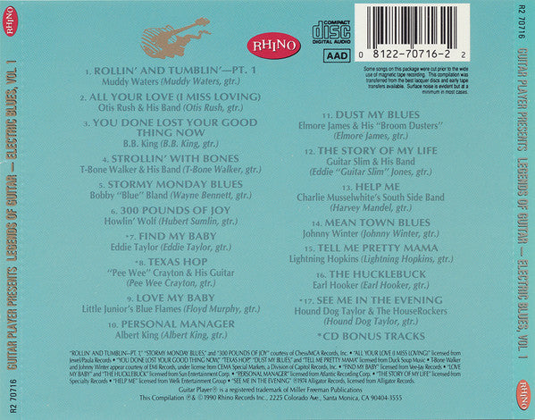 Various : Guitar Player Presents Legends Of Guitar - Electric Blues, Vol. 1 (CD, Comp)