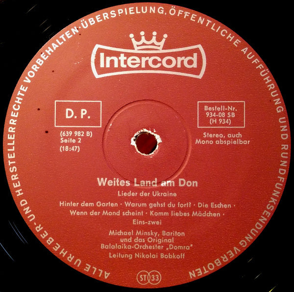 Michael Minsky Und Instrumental-Ensemble "Domra" : Lieder Der Ukraine (LP)