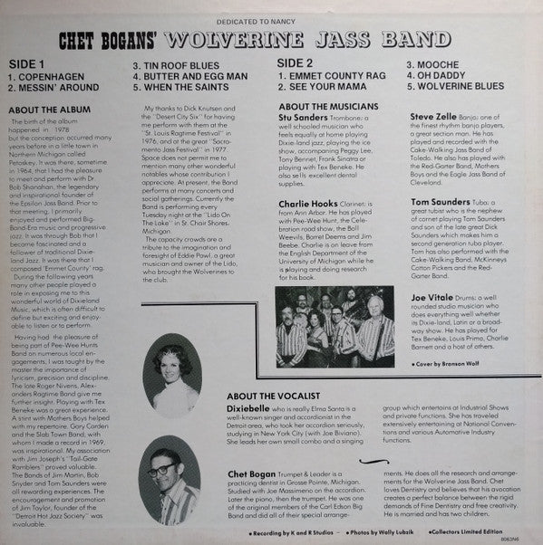 Chet Bogan's Wolverine Jass Band : Featuring Dixiebelle Volume I (LP)