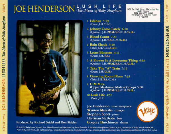 Joe Henderson : Lush Life (The Music Of Billy Strayhorn) (CD, Album, Club)
