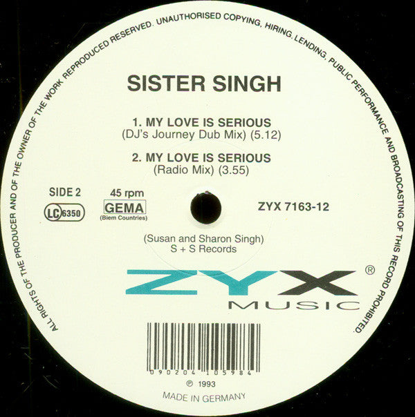 Sister Singh : My Love Is Serious (12")