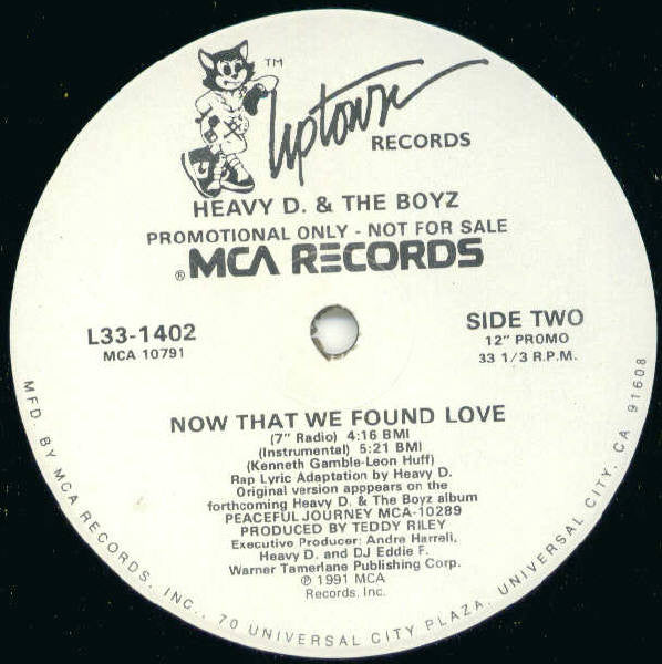 Heavy D. & The Boyz : Now That We Found Love (12", Single, Promo)