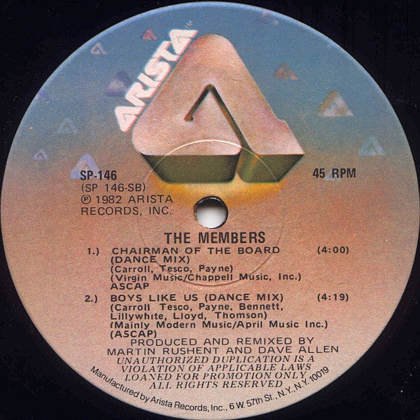 The Members : Going West (12", Promo)