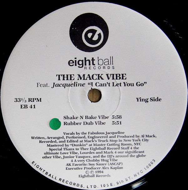 The Mack Vibe Feat. Jacqueline : I Can't Let You Go (12")