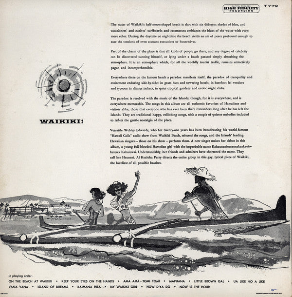 Webley Edwards : Hawaii Calls: Waikiki! (LP, Album, Mono, RE)