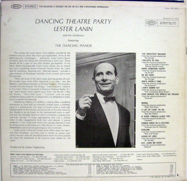 Lester Lanin And His Orchestra : Dancing Theatre Party (LP, Album)