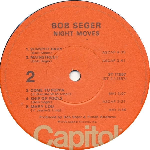 Bob Seger And The Silver Bullet Band : Night Moves (LP, Album, Jac)