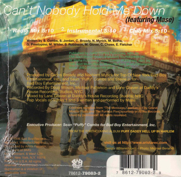 Puff Daddy Featuring Mase : Can't Nobody Hold Me Down (CD, Single, Car)