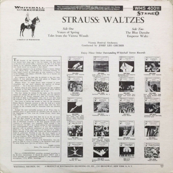 Johann Strauss Jr., Wiener Festspielorchester, Josef Leo Gruber : Strauss Waltzes (LP)