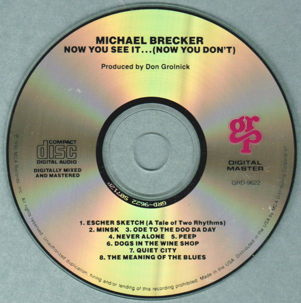 Michael Brecker : Now You See It... (Now You Don't) (CD, Album)