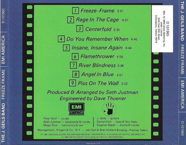 The J. Geils Band : Freeze-Frame (CD, Album, Club, RE)
