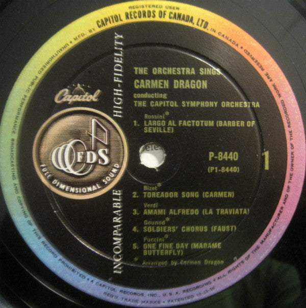 Carmen Dragon Conducts The Capitol Symphony Orchestra : The Orchestra Sings (LP)