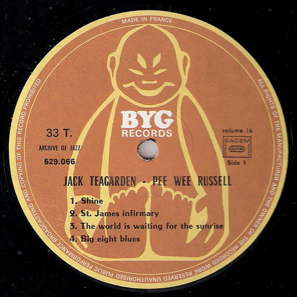 Jack Teagarden / Pee Wee Russell : Archive Of Jazz 16 - St. James Infirmary, Dinah, Shine (LP, Comp, RE)