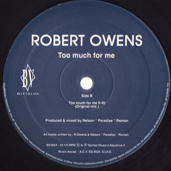 Robert Owens : Too Much For Me (12")