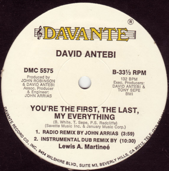 David Antebi : You're The First, The Last, My Everything (12")