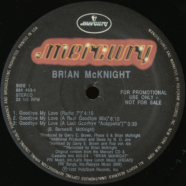 Brian McKnight : Goodbye My Love (12", Promo)