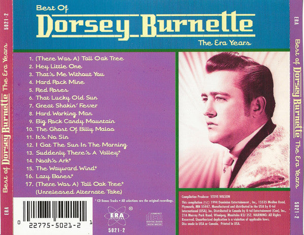 Dorsey Burnette : Best Of The Era Years (CD, Comp)